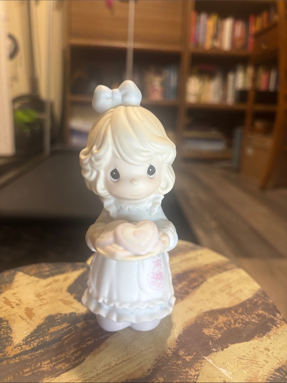 Precious Moments Cream-White Girl Figurine Holding Heart Plate